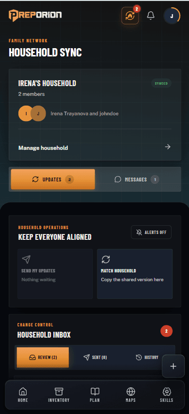 Preporion explaining how household sync shares a plan between phones