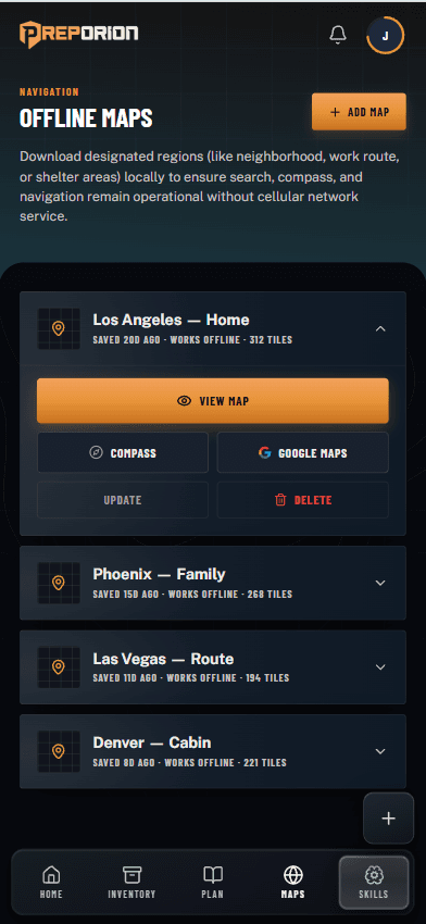 Preporion offline map with saved household locations